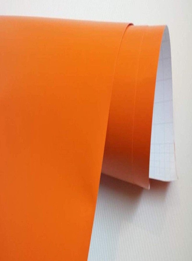 Fusion Graphix Matt Orange Vinyl Contact Paper Decorative Self Adhesive Shelf Liner Waterproof Removable Peel and Stick Wallpaper for Bedroom Living Room Wall Décor (12x50 inch)